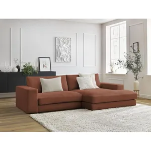Canapé d'angle fixe compact LEONARD velours côtelé Bobochic pas cher