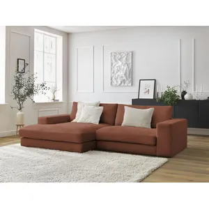 Canapé d'angle fixe compact LEONARD velours côtelé Bobochic pas cher