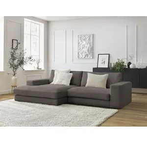 Canapé d'angle fixe compact LEONARD velours côtelé Bobochic pas cher