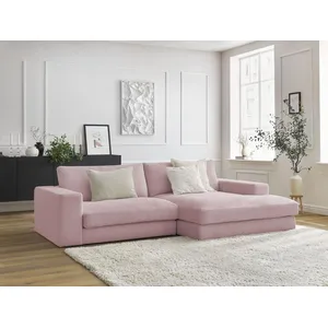 Canapé d'angle fixe compact LEONARD velours côtelé Bobochic pas cher