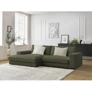 Canapé d'angle fixe compact LEONARD velours côtelé Bobochic pas cher