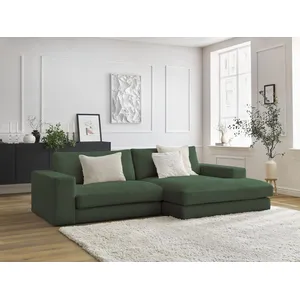 Canapé d'angle fixe compact LEONARD velours côtelé Bobochic pas cher