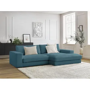 Canapé d'angle fixe compact LEONARD velours côtelé Bobochic pas cher