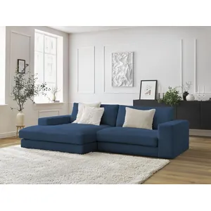 Canapé d'angle fixe compact LEONARD velours côtelé Bobochic pas cher