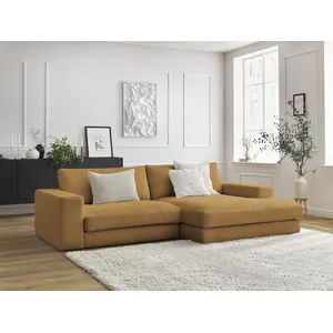 Canapé d'angle fixe compact LEONARD velours côtelé Bobochic pas cher