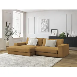Canapé d'angle fixe compact LEONARD velours côtelé Bobochic pas cher