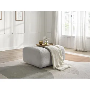 Bobochic pouf talia tissu bouclette gris clair TALIA