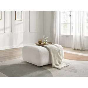 Bobochic pouf talia tissu bouclette blanc TALIA