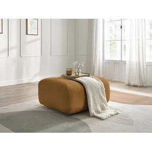 Bobochic pouf talia tissu bouclette jaune TALIA