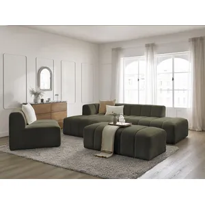 BOBOCHIC Canapé d'angle fixe modulable ANNECY tissu bouclette avec 1 chauffeuse... pas cher