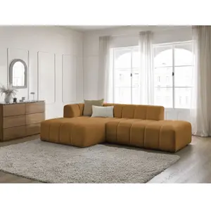 Canapé d'angle fixe modulable ANNECY tissu bouclette Bobochic pas cher