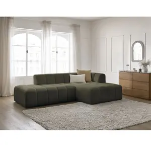 Canapé d'angle fixe modulable ANNECY tissu bouclette Bobochic pas cher