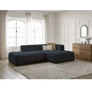 Canapé d'angle fixe modulable ANNECY tissu bouclette Bobochic pas cher
