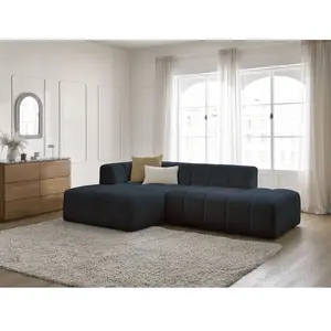 Canapé d'angle fixe modulable ANNECY tissu bouclette Bobochic pas cher