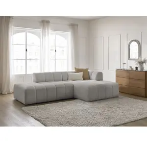 Canapé d'angle fixe modulable ANNECY tissu bouclette Bobochic pas cher