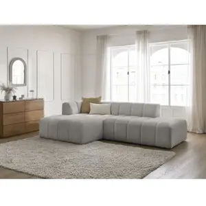 Canapé d'angle fixe modulable ANNECY tissu bouclette Bobochic pas cher