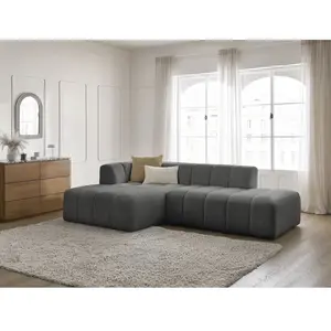 Canapé d'angle fixe modulable ANNECY tissu bouclette Bobochic pas cher