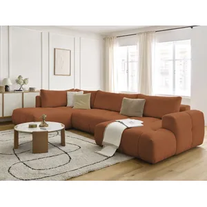 Canapé d'angle panoramique convertible FUJI tissu bouclette Bobochic pas cher