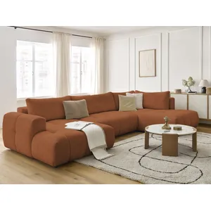 Canapé d'angle panoramique convertible FUJI tissu bouclette Bobochic pas cher
