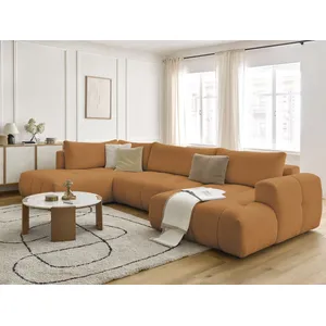 Canapé d'angle panoramique convertible FUJI tissu bouclette Bobochic pas cher