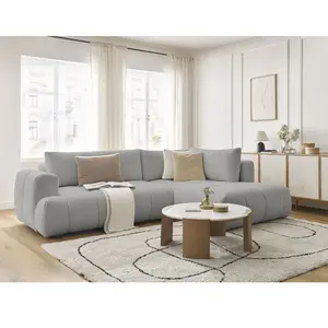 Canapé d'angle L convertible FUJI tissu bouclette Bobochic pas cher