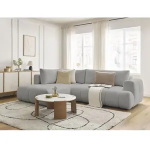 Canapé d'angle L convertible FUJI tissu bouclette Bobochic pas cher