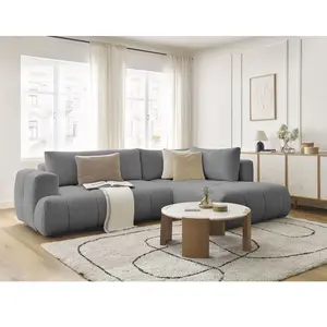 Canapé d'angle L convertible FUJI tissu bouclette Bobochic pas cher