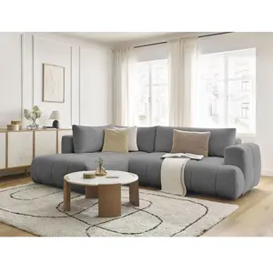 Canapé d'angle L convertible FUJI tissu bouclette Bobochic pas cher