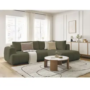 Canapé d'angle L convertible FUJI tissu bouclette Bobochic