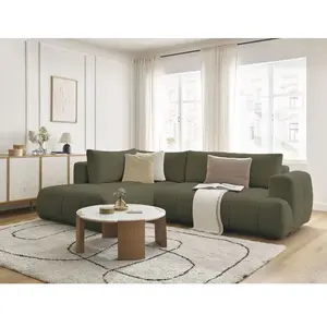 Canapé d'angle L convertible FUJI tissu bouclette Bobochic