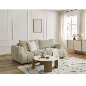 Canapé droit convertible 3 places FUJI tissu bouclette Bobochic pas cher