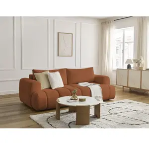 Canapé droit convertible 3 places FUJI tissu bouclette Bobochic pas cher