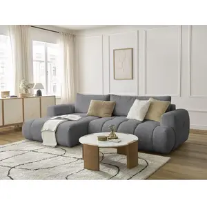 Canapé d'angle convertible FUJI tissu bouclette Bobochic pas cher