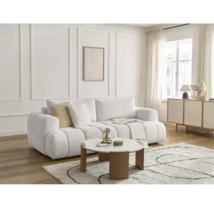 Canapé droit convertible 3 places FUJI tissu bouclette Bobochic pas cher