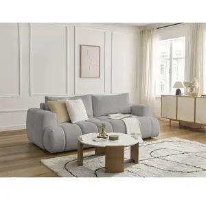 Canapé droit convertible 3 places FUJI tissu bouclette Bobochic pas cher