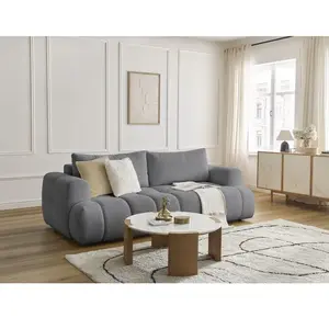 Canapé droit convertible 3 places FUJI tissu bouclette Bobochic pas cher