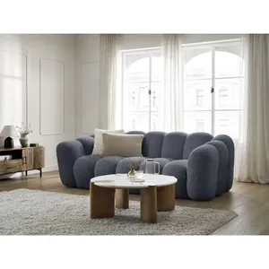 Canapé droit fixe Bobochic Canapé droit fixe 3 places hippolyte Gris foncé pas cher