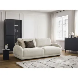 Canapé droit convertible coffre MONICA blanc BOBOCHIC 3 places pas cher