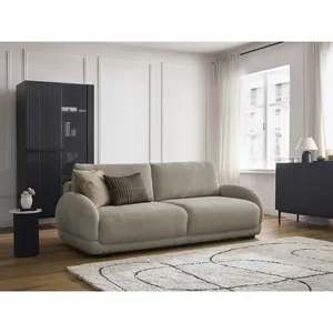 Canapé droit convertible coffre MONICA taupe BOBOCHIC 3 places pas cher