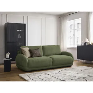 Canapé droit convertible coffre MONICA vert BOBOCHIC 3 places pas cher