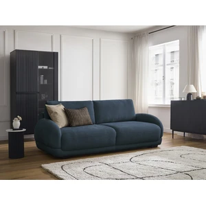 Canapé droit convertible coffre MONICA bleu foncé BOBOCHIC 3 places pas cher
