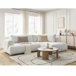 Canapé d'angle L convertible FUJI tissu bouclette Bobochic pas cher