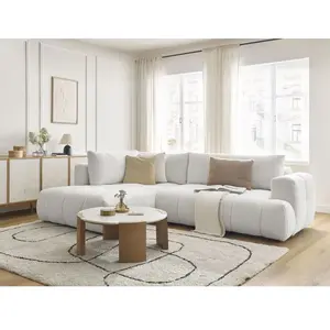 Canapé d'angle L convertible FUJI tissu bouclette Bobochic pas cher