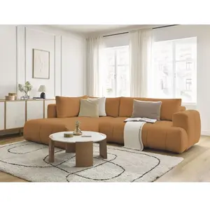 Canapé d'angle L convertible FUJI tissu bouclette Bobochic pas cher