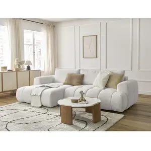Canapé d'angle convertible FUJI tissu bouclette Bobochic pas cher