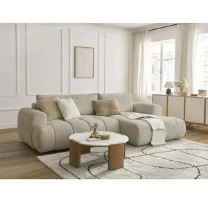 Canapé d'angle convertible FUJI tissu bouclette Bobochic pas cher
