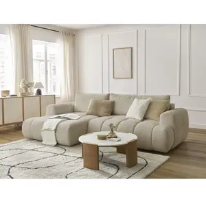 Canapé d'angle convertible FUJI tissu bouclette Bobochic pas cher