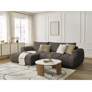 Canapé d'angle convertible FUJI tissu bouclette Bobochic pas cher