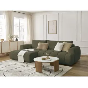 Canapé d'angle convertible FUJI tissu bouclette Bobochic pas cher