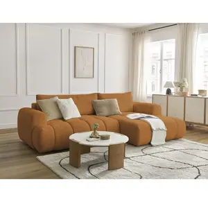 Canapé d'angle convertible FUJI tissu bouclette Bobochic pas cher
